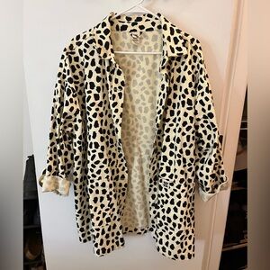 Oversized Black and White Lucy & Yak Coat in Organic Twill